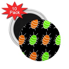 Green And Orange Bug Pattern 2 25  Magnets (10 Pack)  by Valentinaart