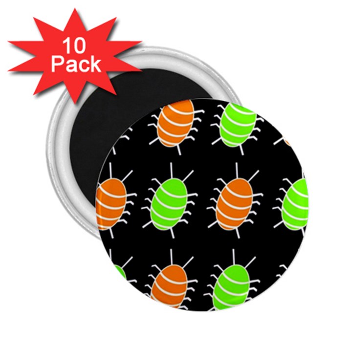 Green and orange bug pattern 2.25  Magnets (10 pack) 