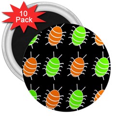 Green And Orange Bug Pattern 3  Magnets (10 Pack)  by Valentinaart