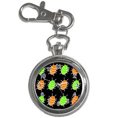 Green And Orange Bug Pattern Key Chain Watches by Valentinaart