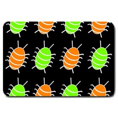 Green And Orange Bug Pattern Large Doormat  by Valentinaart