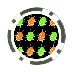 Green And Orange Bug Pattern Poker Chip Card Guards by Valentinaart