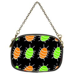 Green And Orange Bug Pattern Chain Purses (two Sides)  by Valentinaart