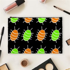 Green And Orange Bug Pattern Cosmetic Bag (large)  by Valentinaart