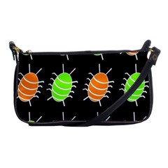 Green And Orange Bug Pattern Shoulder Clutch Bags by Valentinaart