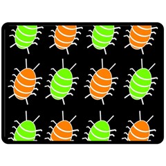 Green And Orange Bug Pattern Fleece Blanket (large)  by Valentinaart