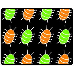 Green And Orange Bug Pattern Fleece Blanket (medium)  by Valentinaart