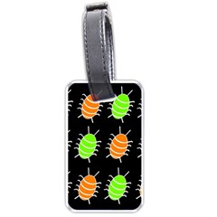 Green And Orange Bug Pattern Luggage Tags (one Side)  by Valentinaart