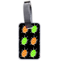 Green And Orange Bug Pattern Luggage Tags (two Sides) by Valentinaart