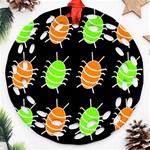 Green and orange bug pattern Round Filigree Ornament (2Side) Front