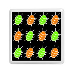 Green And Orange Bug Pattern Memory Card Reader (square) 