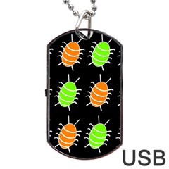 Green And Orange Bug Pattern Dog Tag Usb Flash (two Sides) 