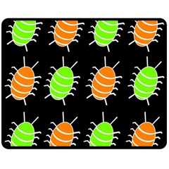 Green And Orange Bug Pattern Double Sided Fleece Blanket (medium)  by Valentinaart