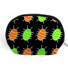 Green And Orange Bug Pattern Accessory Pouches (medium)  by Valentinaart