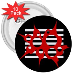 Red, Black And White Abstract Design 3  Buttons (10 Pack)  by Valentinaart