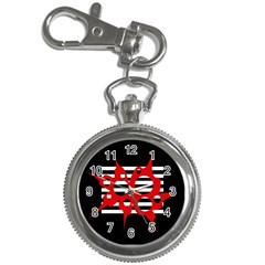 Red, Black And White Abstract Design Key Chain Watches by Valentinaart