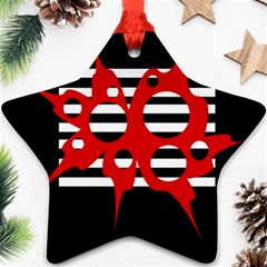 Red, Black And White Abstract Design Star Ornament (two Sides)  by Valentinaart