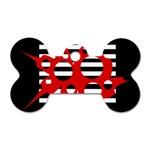 Red, black and white abstract design Dog Tag Bone (Two Sides) Back