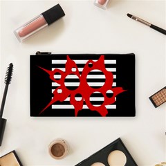 Red, Black And White Abstract Design Cosmetic Bag (small)  by Valentinaart