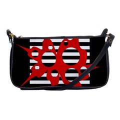 Red, Black And White Abstract Design Shoulder Clutch Bags by Valentinaart