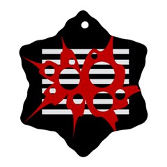 Red, Black And White Abstract Design Ornament (snowflake)  by Valentinaart