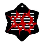 Red, black and white abstract design Ornament (Snowflake)  Front