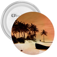 Wonderful Sunset Over The Beach, Tropcal Island 3  Buttons by FantasyWorld7