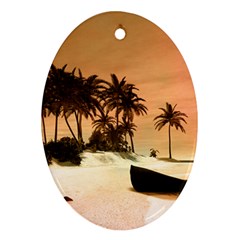 Wonderful Sunset Over The Beach, Tropcal Island Ornament (oval) 