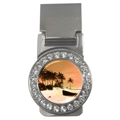 Wonderful Sunset Over The Beach, Tropcal Island Money Clips (cz)  by FantasyWorld7