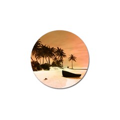 Wonderful Sunset Over The Beach, Tropcal Island Golf Ball Marker