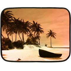 Wonderful Sunset Over The Beach, Tropcal Island Fleece Blanket (mini) by FantasyWorld7