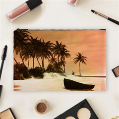 Wonderful Sunset Over The Beach, Tropcal Island Cosmetic Bag (large)  by FantasyWorld7