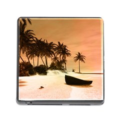 Wonderful Sunset Over The Beach, Tropcal Island Memory Card Reader (square) by FantasyWorld7