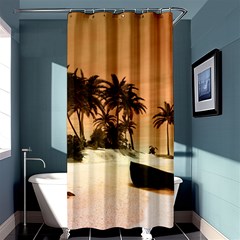 Wonderful Sunset Over The Beach, Tropcal Island Shower Curtain 36  X 72  (stall)  by FantasyWorld7