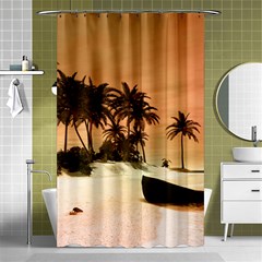 Wonderful Sunset Over The Beach, Tropcal Island Shower Curtain 48  X 72  (small) 