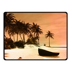 Wonderful Sunset Over The Beach, Tropcal Island Double Sided Fleece Blanket (small) 