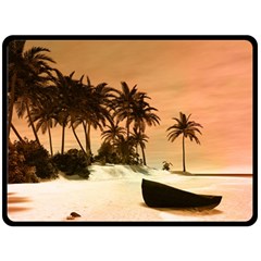 Wonderful Sunset Over The Beach, Tropcal Island Double Sided Fleece Blanket (large)  by FantasyWorld7