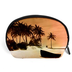 Wonderful Sunset Over The Beach, Tropcal Island Accessory Pouches (large)  by FantasyWorld7