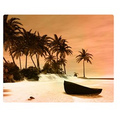 Wonderful Sunset Over The Beach, Tropcal Island Double Sided Flano Blanket (medium)  by FantasyWorld7