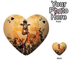 Funny, Cute Giraffe With Sunglasses And Flowers Playing Cards 54 (heart) 