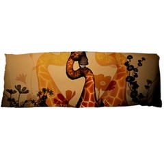 Funny, Cute Giraffe With Sunglasses And Flowers Body Pillow Case Dakimakura (two Sides)