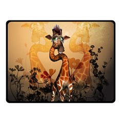 Funny, Cute Giraffe With Sunglasses And Flowers Double Sided Fleece Blanket (small) 