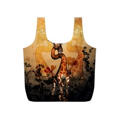 Funny, Cute Giraffe With Sunglasses And Flowers Full Print Recycle Bags (s)  by FantasyWorld7