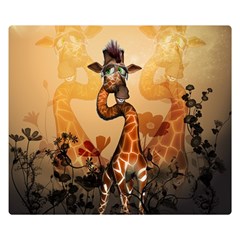 Funny, Cute Giraffe With Sunglasses And Flowers Double Sided Flano Blanket (small) 