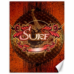 Surfing, Surfboard With Floral Elements  And Grunge In Red, Black Colors Canvas 12  X 16   by FantasyWorld7