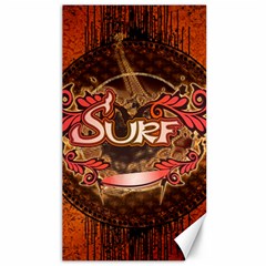 Surfing, Surfboard With Floral Elements  And Grunge In Red, Black Colors Canvas 40  X 72  