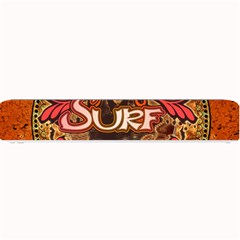 Surfing, Surfboard With Floral Elements  And Grunge In Red, Black Colors Small Bar Mats