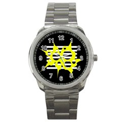 Yellow Abstraction Sport Metal Watch by Valentinaart