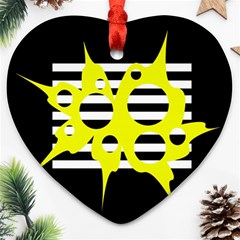 Yellow Abstraction Heart Ornament (2 Sides) by Valentinaart