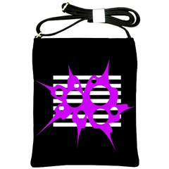 Purple Abstraction Shoulder Sling Bags by Valentinaart